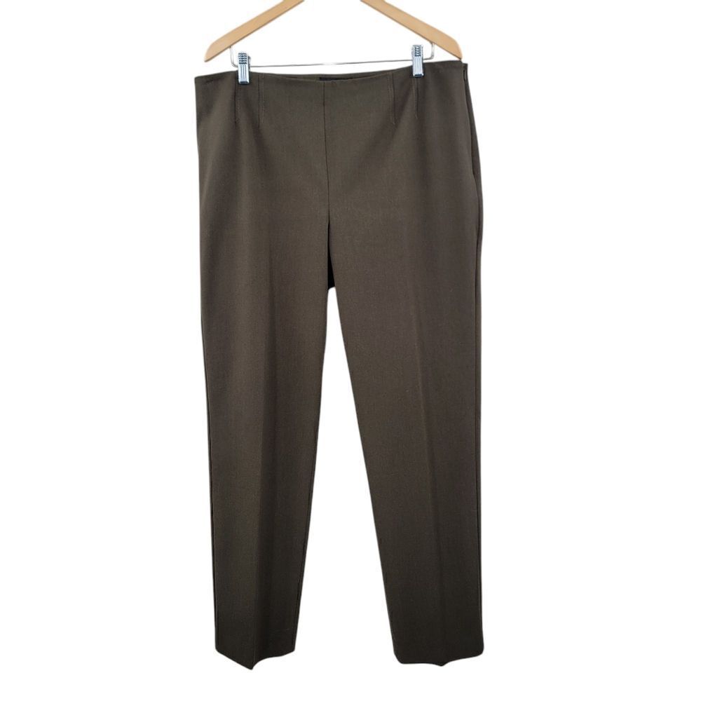 Talbots Dark Oakmoss Green Flat Front Trousers Pants Women's Plus Size 16